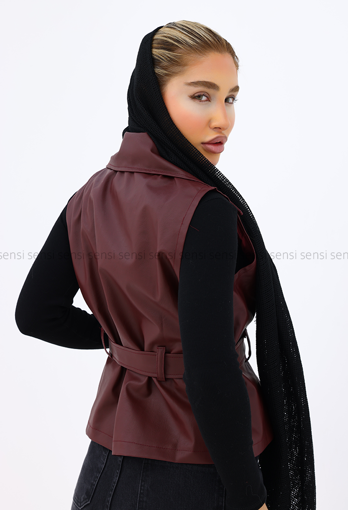 وست چرم زنانه یقه انگلیسی @کد1006682
